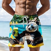  Ανδρικά Κινούμενα σχέδια Πάντα Αστείος Μαγιό Βερμούδα Σορτσάκια Κολύμβησης Σορτς παραλίας Μεσαία Μέση Χαβανέζα Διακοπές στην παραλία Πλαϊνές τσέπες Διχτυωτή επένδυση Ελαστική μέση με κορδόνι