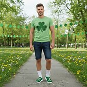 preiswerte Männer Schuhe-Herren-Sneaker zum St. Patrick's Day mit grünem Kleeblattmuster, bequeme Sneaker im sportlichen Stil für Paraden, Partys und Festlichkeiten