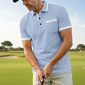 abordables Polo de golf pour homme-Homme Chemises Polo Gaufre Polo Occasionnel Formel Col à bandes Manche Courte Mode Couleur Unie Texturé Bloc de Couleur Boutons Été Automne Printemps &amp; Automne Coupe Slim Blanche Rouge Bordeaux bleu