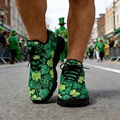 abordables Chaussures pour hommes-Baskets pour hommes pour la Saint-Patrick – imprimé trèfle vert, style sportif et confortable pour les défilés, les fêtes et les festivités