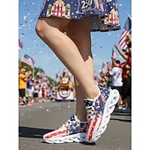  Vereinigte Staaten 250. Jubiläum Frauen USA-Flagge und Adler Druck Sneakers mit Feuerwerksdesign Patriotische Freizeitschuhe für den Unabhängigkeitstag Paraden Festivals Sportveranstaltungen und den