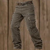 זול מכנסי דגמ"ח-בגדי ריקוד גברים מכנסי קרגו מכנסיים מכנסי עבודה כיס מרובה כיס דש אחיד באורך מלא קזו'אל יומי בָּחוּץ חופשה קלסי מונח בצורה רפויה שחור ירוק צבא קשיח