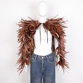 abordables Accesorios-Carnaval 2026 Accesorios de Samba del Carnaval de Río Capa Chal larga de plumas rojas para mujer con lazo de cinta disfraz de actuación del festival de Brasil