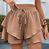 economico Pantaloncini corti-Per donna Shorts Pantaloncini Estivi Shorts da Spiaggia Vacanza Moda Casual Quotidiano Corto Vita Alta Coulisse Comodità Morbido Traspirante Inelastico Abbigliamento casual alla moda Spiaggia Ferie