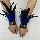 זול אביזרים-Carnival 2026 תחפושות סאמבה של קרנבל ריו אביזרי נשים צמידי פרווה שחורים עם רצועת רקמה וינטאג' תחפושת להופעות פסטיבל בברזיל
