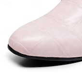 abordables Mocasines-Mocasines de vestir para hombre en rosa claro con relieve de cocodrilo, diseño minimalista sin cordones, estilo elegante y refinado, ideales para bodas y ocasiones formales.