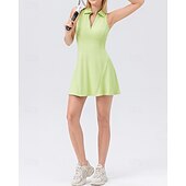 Недорогие Женское платье-Жен. Однотонный Теннисное платье Спортивное платье Без рукавов Застегнуться Влагоотводящие Дышащий Теннис Бег Фитнес Платья Черный Синий Лиловый Теннисная одежда