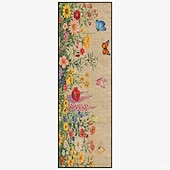 economico Tappeti corridoio-tappeto da corridoio floreale con design colorato di fiori e farfalle, lungo e decorativo, per l'ingresso di casa