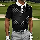 baratos Polo de golfe masculino-Homens Geométrico Golf Camisas Polo Esportivas Camisas polo Camisas de colarinho Casual Roupa Esportiva Botões Verão Primavera Azul Preto Roxo