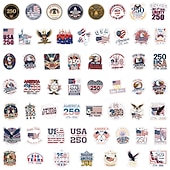  55 патриотических наклеек к 250-летию независимости, виниловые водонепроницаемые наклейки с американским флагом для бутылок с водой, украшения для ноутбуков ко Дню независимости 4 июля.