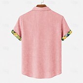 voordelige Klassiek-Voor heren Linnen overhemd Zomer overhemd Strand Kleding Overhemd met knopen Slippers Strand Vakantie blauw Blozend Roze Groen Khaki Korte mouw Strijkijzer Zomer Lente Kleding Kleurenblok