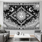 ieftine Tapiserie Pereți-Tapiserie de perete cu soare, agățat, boho ceresc, fluture, stele, flori, cameră de yoga, decor de meditație, artă spirituală zen, poster din material textil pentru sufragerie