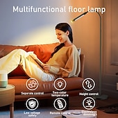 ieftine Luminile decorative inteligente-Lampă de podea cu LED pentru citit, canapea, lampă de podea care atrage privirile, cu reglare continuă a intensității luminii, lumină albă caldă, telecomandă, lampă de podea modernă de noptieră pentru