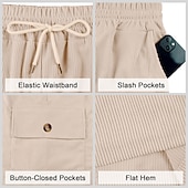 abordables Bermudas estilo casual-Hombre Pantalón corto Pantalones cortos casuales Pantalones cortos de pana Correa Bolsillo Con Texturas Plano Comodidad Transpirable Longitud de la rodilla Casual Exterior Playa Vacaciones Moda Negro