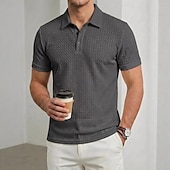 economico Polo classica da uomo-Per uomo Polo a maglia intrecciata Polo da Golf Casuale Affari Bavero Colletto Polo a Coste Manica Corta Essenziale Moderno Blocco di colori Testurizzato Jacquard Bottoni Primavera Primavera &amp; Estate