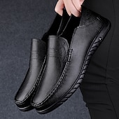 cheap Casual Loafers-Men's White Moccasin Shoes, Genuine Faux Leather, Breathable Design, Classic Style, Comfortable for Casual Wear