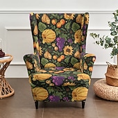 cheap Wingback Chair Cover-Wingback Chair Cover Floral Striped Geometric Printed Polyester Slipcover Full Cover Modern Foldable Fashion Korean Style Chair Protector Seat Cover Armchair Cover