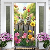 abordables Bannières de Garage et de Porte-Pâques Affiches Couverture de porte Bannières extérieures Rabbit Mignon 3D Soirée Dortoir Chambre d'adolescents Résidence universitaire Chambre d'amis pour hommes dans une fraternité Arrière-plans de