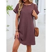 abordables Vestido Sencillo-Mujer Mini vestido Vestido estilo camiseta Vestido de verano Casual Diario Holgado Plano Manga Corta Cuello Barco Azul Piscina Blanco Rosa Rojo Verano