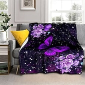 Недорогие Тонкие одеяла и пледы-Флисовые одеяла Плед для дивана Бабочка Классика Современное 3D Диван Кровать Декоративное одеяло Теплое одеяло Домашний декор