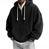 tanie podstawowe bluzy męskie-Męskie Bluza z Kapturem Sztruks Bluza z kapturem Bluza z kapturem na zamek błyskawiczny Morelowy Czarny Biały Jasnozielony Rumiany róż Kaptur Równina Kieszeń kangurka Teksturowany Codzienny Sport i