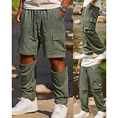 baratos Partes inferiores-Homens Calça Cargo Calças Convertíveis Calças de Trilha Calças Softshell Primavera Outono Ao ar livre Normal Secagem Rápida Calças Bolsos Cintura elástica Preto Verde Tropa Acampar e Caminhar Corrida