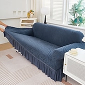 voordelige Sofadoek-Sokkenhoes van elastische jacquardstof met rokzoom, geschikt voor L-vormige banken, hoekbeschermer voor woonkamerbanken, antislip, wasbaar en stofwerend. Geschikt voor 1, 2, 3 of 4 zitplaatsen.