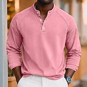 levne základní trička-SoftFade™ Pánské Tričko Henley košile 100% Bavlna Kyselé praní Tričko Krátký rukáv Jednoduché Solidní Vintage Streetwear Příležitostné Barvené Prané Raglánové rukávy Postavený límec Henley Ulice