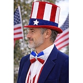  250° anniversario USA Cappello Panama Papillon Cappello a cilindro Zio Sam Innovativo Patriotico Paillettes Adulti Unisex Giorno dell'Indipendenza / 4 Luglio 4 Luglio Feste Parata Vestirsi