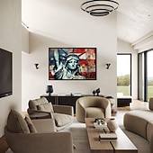  Freiheitsstatue Wandkunst – Amerikanische Flagge Leinwanddruck patriotische USA Kunstwerke Freiheit Gemälde für Büro Zuhause oder Studienraum Dekor