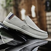 cheap Slip-On Casual Shoes-Men's Beige Canvas Slip-On Shoes, Soft Lightweight Construction, Minimalist Casual Style, Suitable for Everyday Wear, Travel &amp; Leisure