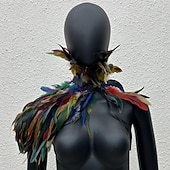 economico Accessori-Accessori Samba Carnevale 2026 Rio Carnevale Mantello Stola Piume Bianche Donna con Collo Alto Costume per Festival in Brasile