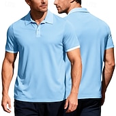 tanie Męska klasyczna koszulka polo-Męskie Koszula golfowa Koszulka polo z dzianiny waflowej Codzienny Biznes Klasyczny Krótki rękaw Moda Nowoczesny Jednokolorowe Guziki Lato Wiosna Wiosna i lato Regularny Czarny Biały Żółty Wino