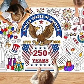Недорогие 250-летие США-Раскраска к 250-летию США, размер 31*72 дюйма, тематическая раскраска к 250-летию для класса, дня рождения, вечеринки в честь Дня независимости Америки, универсальное использование в качестве настенного декора или скатерти.