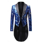 cheap Tuxedos-Men's Tuxedo Closure collar Party Sparkle Sequin Solid Colored Blazer Blue Red Gold Tailored Fit Double Breasted Six-buttons