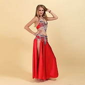 cheap Tops &amp; Sets-Samba Dancewear Glamorous Beaded Chain Sequin Belly Dance Costumel Performance Costume