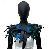 cheap Accessories-Carnival 2026 Rio Carnival Samba Accessories Women's Black Feather Cape Shawl with Satin Ribbon Tie Brazil Festival Performance Costume