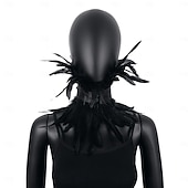 cheap Accessories-Carnival 2026 Rio Carnival Samba Accessories Women's Red Feather Choker Collar, Gothic Vampire Devil Costume Necklace Brazil Festival Performance Costume
