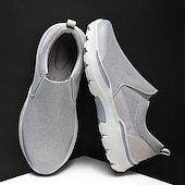 voordelige Slip-On Casual Schoenen-Grijze instapschoenen voor heren, lichtgewicht en ademend gebreid bovenwerk, comfortabele zool met demping, moderne casual stijl voor dagelijks gebruik en reizen.