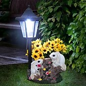 baratos Luzes e lanternas de caminho-1 peça de coelho da Páscoa, pintinho ou pássaro em resina, com iluminação solar à prova d'água para uso externo. Ideal para decoração de jardins, caminhos e gramados. Estátua de animal fofo,
