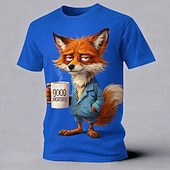 baratos Camisetas com estampa animal-Homens Animal Raposa Engraçado Camiseta Manga Curta Camiseta Impressão 3D Gola Redonda Camisa Exagerado Designer Festa Feriado Azul Branco Amarelo Verão Primavera Roupa S M L XL XXL XXXL