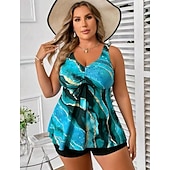 Недорогие Серфинг Танкини и Бикини-Жен. Купальный костюм 2 предм. Swimsuits тропический Ультралегкий (UL) Утягивание живота Эластичный Без рукавов Купальники Серфинг Для погружения с трубкой Лето