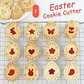 رخيصةأون عيد الفصح-مجموعة قوالب تقطيع بسكويت عيد الفصح، ١٠ قطع من قوالب ضغط البسكويت، مجموعة قوالب تقطيع بسكويت بيض عيد الفصح مع مجموعة طوابع ضغط، أدوات مطبخ، طوابع بسكويت بلاستيكية