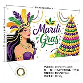 Недорогие Товары для вечеринок-Баннер для фотозоны на вечеринку Марди Гра, большой тканевый фон с фиолетовыми, зелеными и золотыми масками для фотобудки, украшения для стен на парад «Жирный вторник», товары для карнавальной