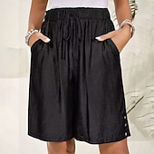 economico Pantaloncini Bermuda-Per donna Bermuda Shorts Pantaloncini Estivi Shorts da Spiaggia Vacanza Moda Casual Quotidiano Lunghezza al ginocchio Vita Alta Coulisse Tasca Elastico in vita Comodità Asciugatura Rapida Morbido