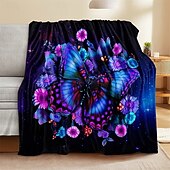 Недорогие Тонкие одеяла и пледы-Флисовые одеяла Плед для дивана Бабочка Классика Современное 3D Диван Кровать Декоративное одеяло Теплое одеяло Домашний декор