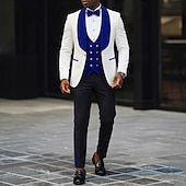 رخيصةأون بدلات الحفلات-ملك الرجال توكسيدو بدلات الحفلات زفاف الشاطئ حفل زفاف ربيعي وردي بلاشيهغ عنابي للربيع والصيف بدلة فتحت الصدر عريضة موضة كاجوال بقع قياس نحيل 3 قطعة مجموعة زر واحد صدر واحد