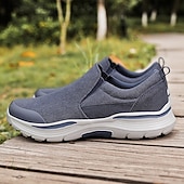 voordelige Slip-On Casual Schoenen-Grijze instapschoenen voor heren, lichtgewicht en ademend gebreid bovenwerk, comfortabele zool met demping, moderne casual stijl voor dagelijks gebruik en reizen.