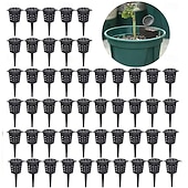 abordables Riego e irrigación-50 cestas de fertilizante de plástico resistentes para plantas con tapa de cúpula: liberación automática de nutrientes, drenaje de fondo abierto, macetas apilables para viveros de interior/exterior,