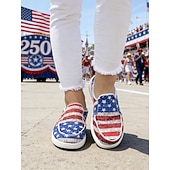  USA 250. Jubiläum Frauen Rot Blau Amerikanische Flagge Druck Komfort Mules – Leinenschlupfschuhe für USA 4. Juli Outdoor-Events Reisen und alltägliche Kleidung